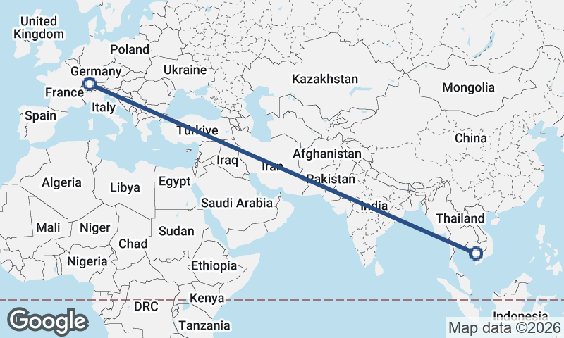 Zürich to Phnom Penh