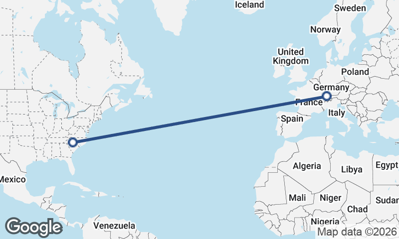 Zürich to Charlotte