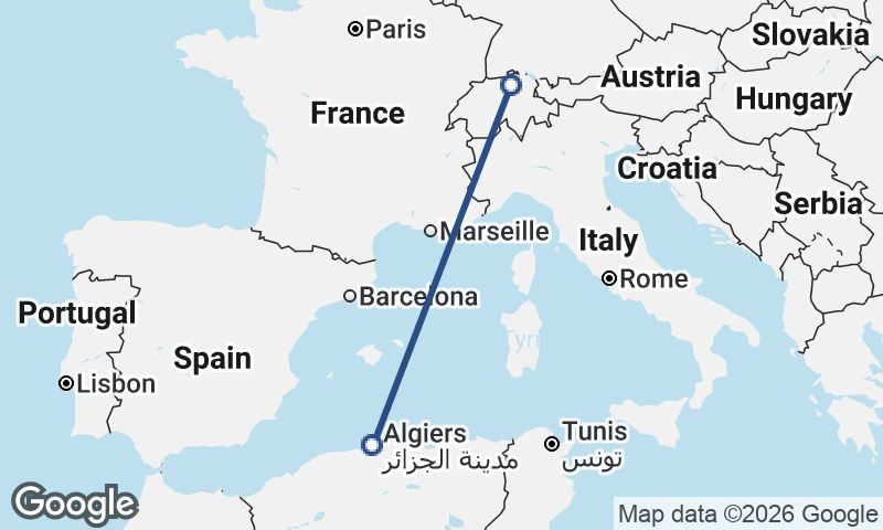 Zürich to Algiers