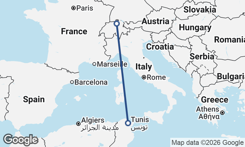 Zürich to Tunis