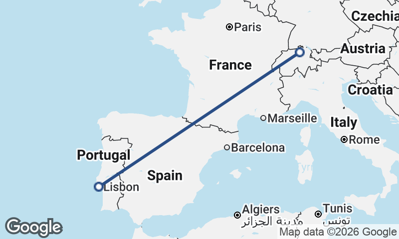 Zürich to Lisbon