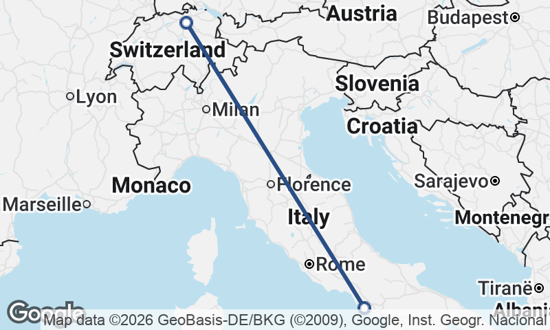 Zürich to Naples