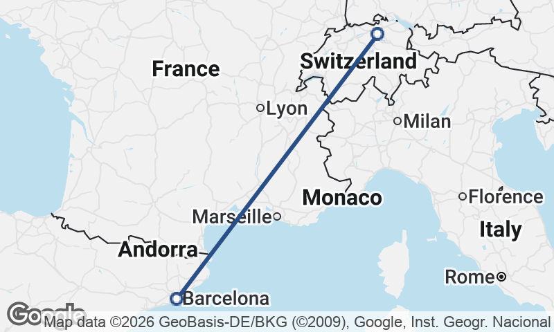 Zürich to Barcelona