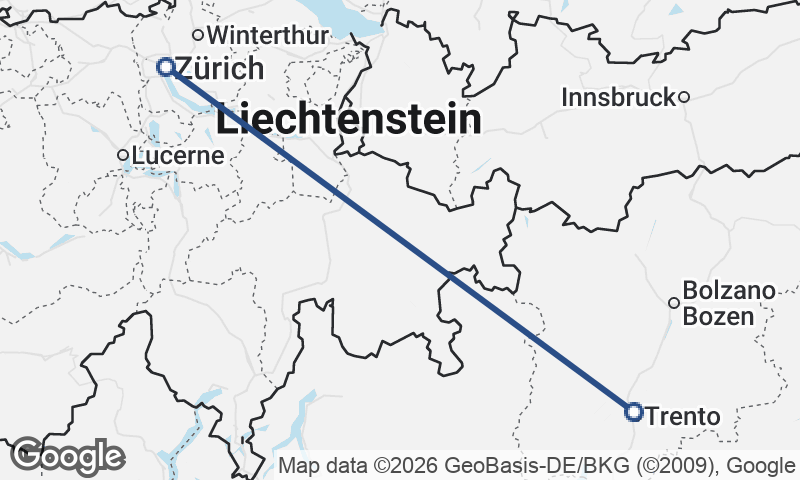 Zürich to Trento