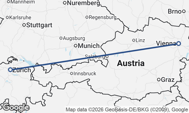Zürich to Vienna