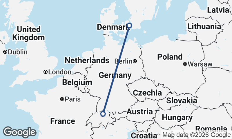 Zürich to Copenhagen