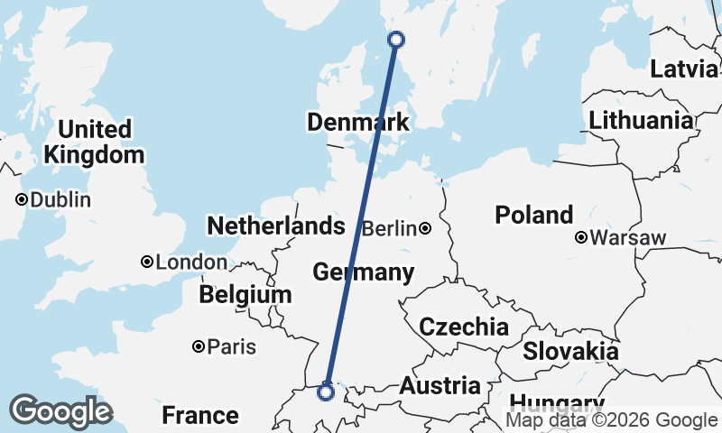 Zürich to Göteborg