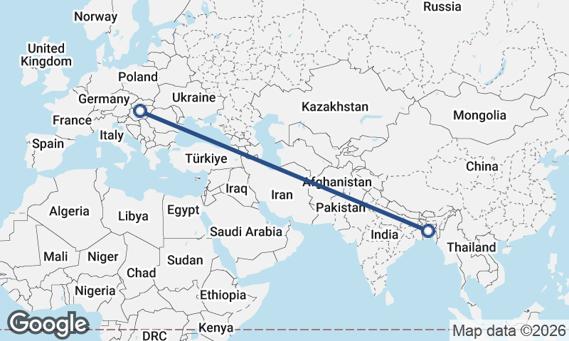 Budapest to Dhaka