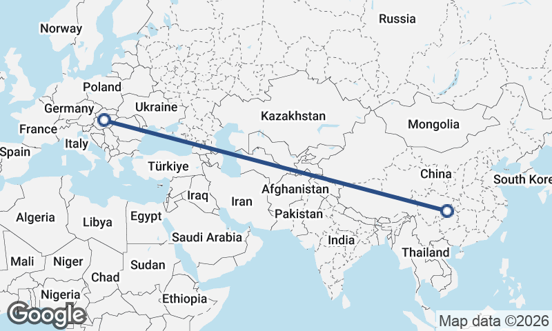 Budapest to Chongqing