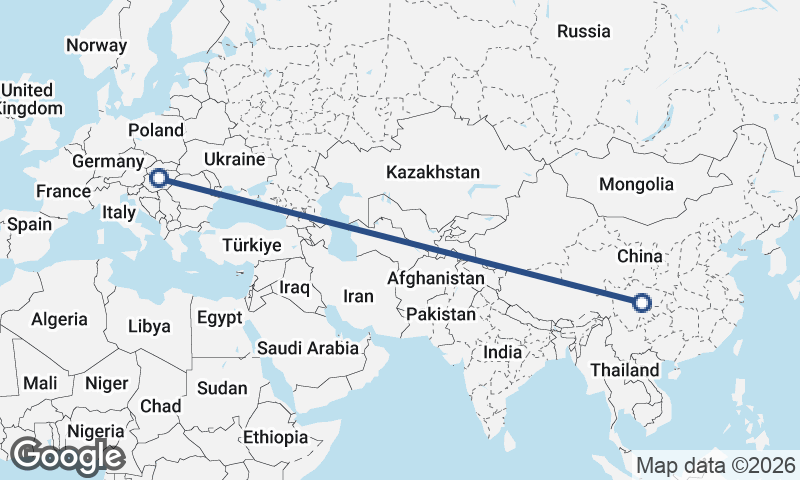 Budapest to Chengdu
