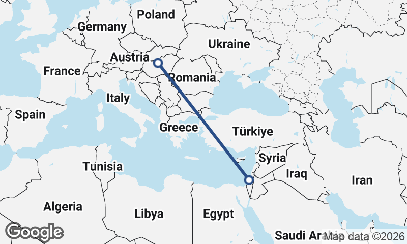 Budapest to Tel Aviv-Yafo