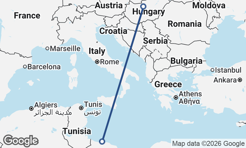 Budapest to Tripoli