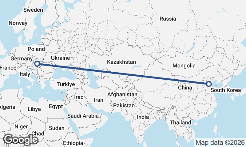 Budapest to Tianjin