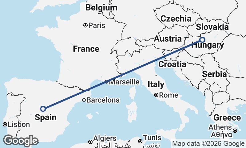 Budapest to Madrid