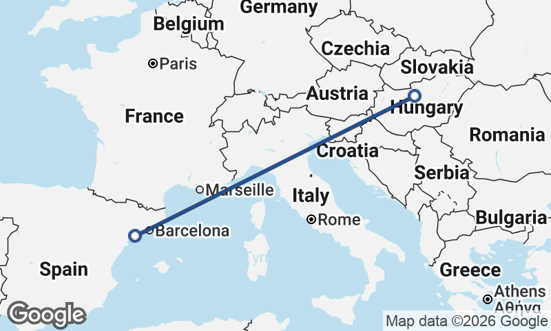 Budapest to Tarragona