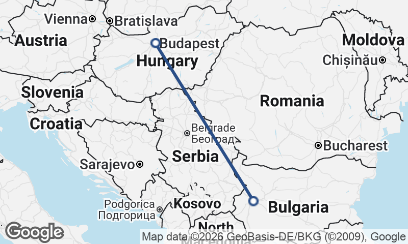 Budapest to Sofia