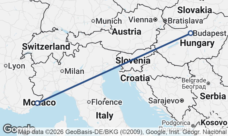 Budapest to Nice