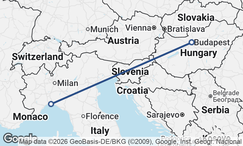 Budapest to Genoa