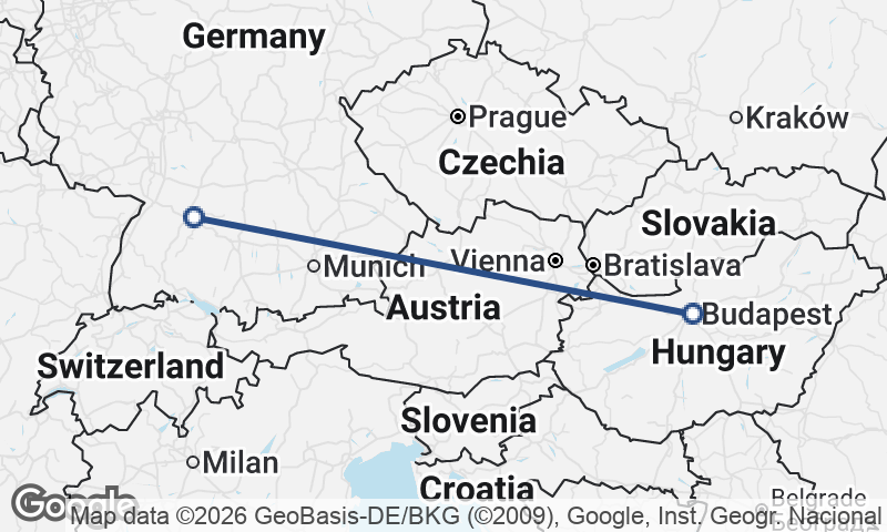 Budapest to Stuttgart