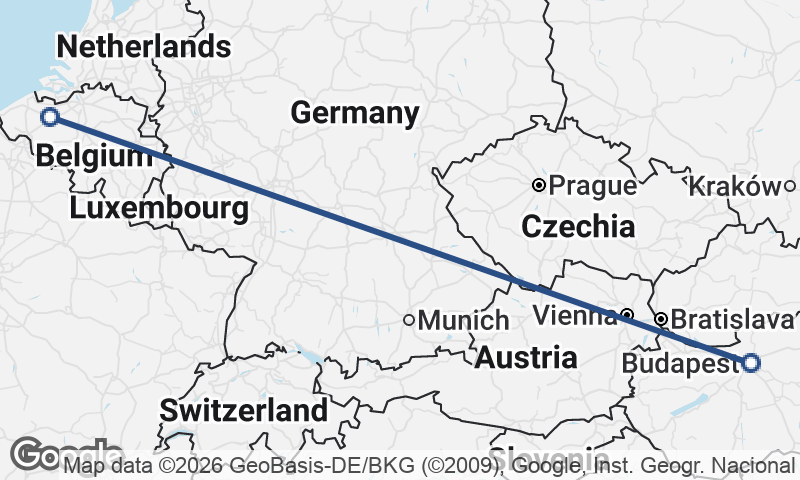 Budapest to Ghent