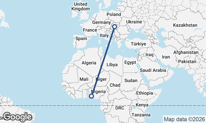 Budapest to Lagos