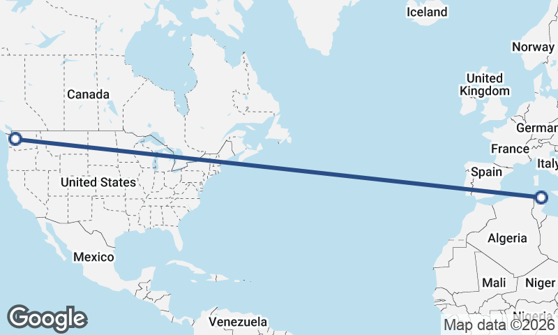 Seattle to Tunis