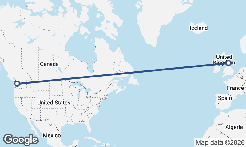 Seattle to Newcastle upon Tyne