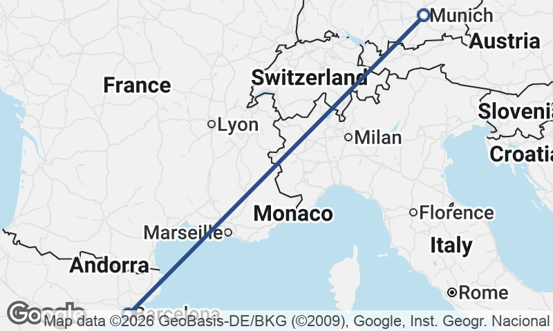 Munich to Barcelona