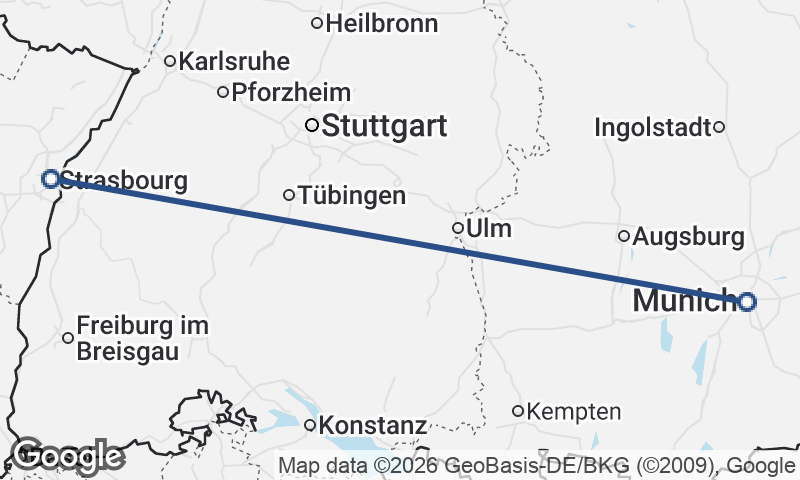 Munich to Strasbourg