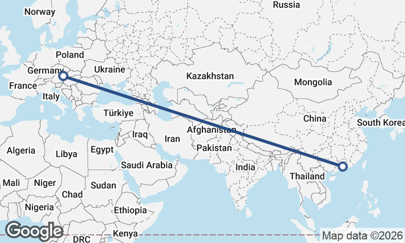 Vienna to Guangzhou