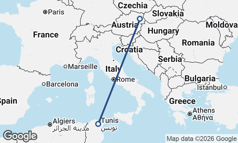 Vienna to Tunis