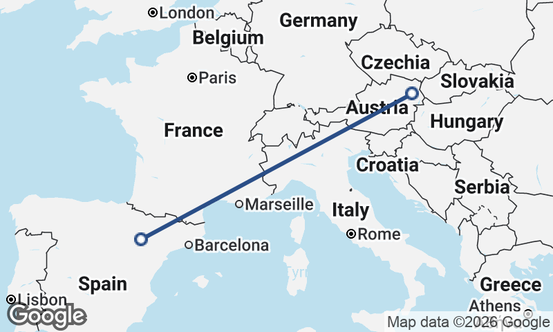 Vienna to Zaragoza