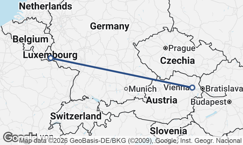 Vienna to Luxembourg City