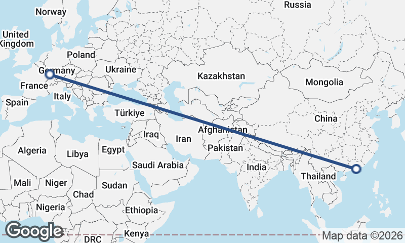 Strasbourg to Hong Kong