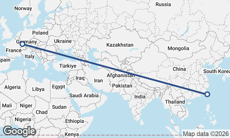 Strasbourg to Taichung
