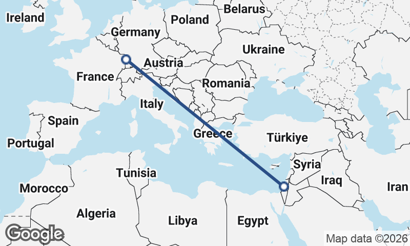 Strasbourg to Tel Aviv-Yafo