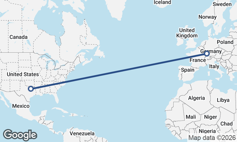 Strasbourg to Dallas