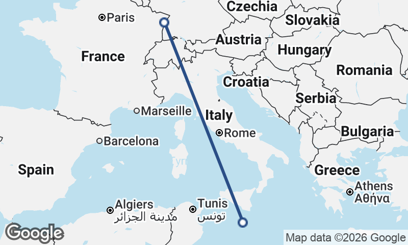 Strasbourg to Valletta