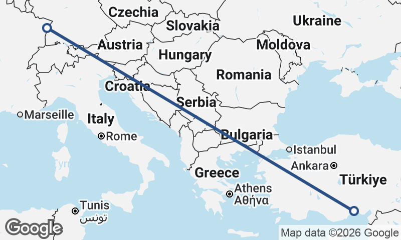 Strasbourg to Mersin