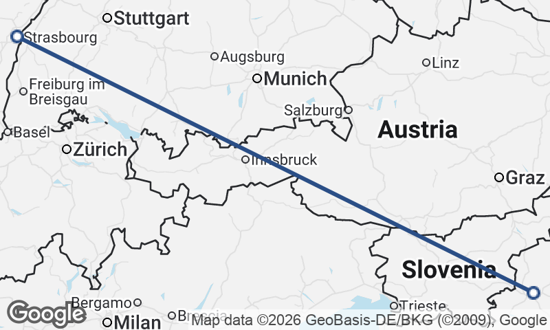 Strasbourg to Zagreb