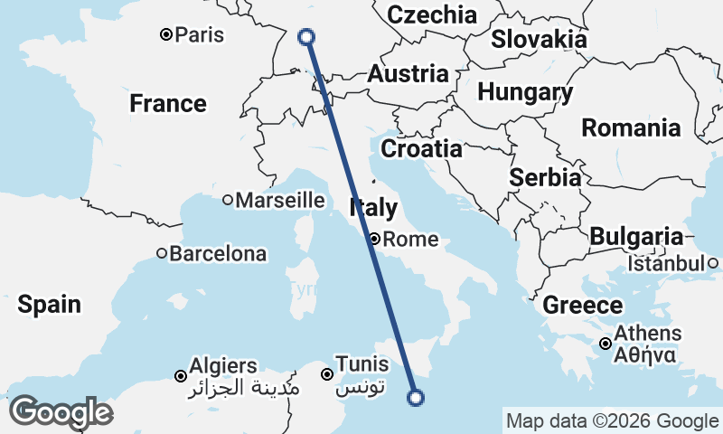Stuttgart to Valletta