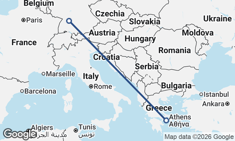 Stuttgart to Athens
