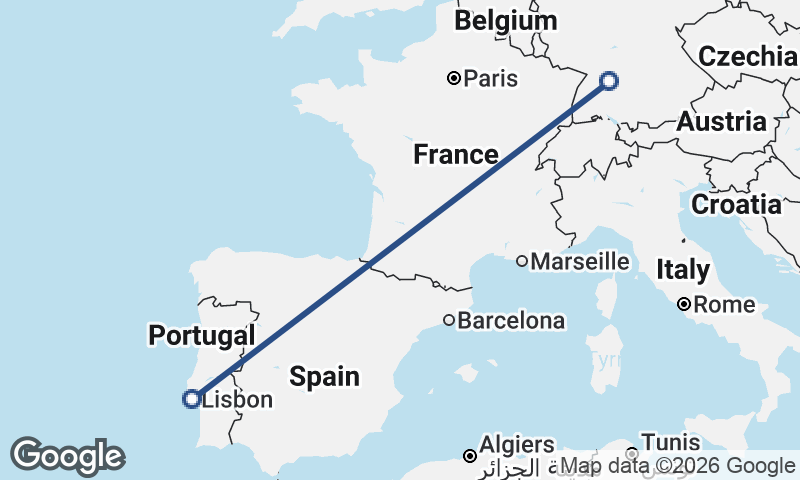Stuttgart to Lisbon
