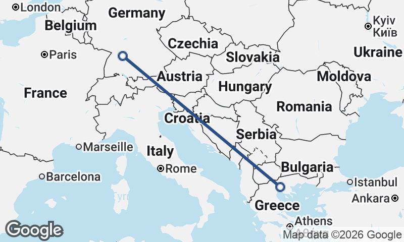 Stuttgart to Thessaloníki