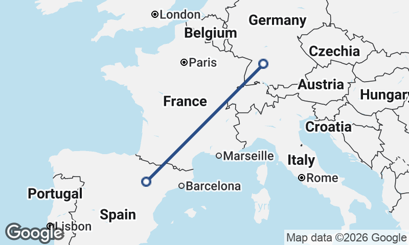 Stuttgart to Zaragoza