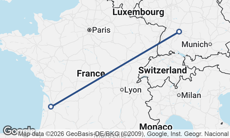 Stuttgart to Bordeaux