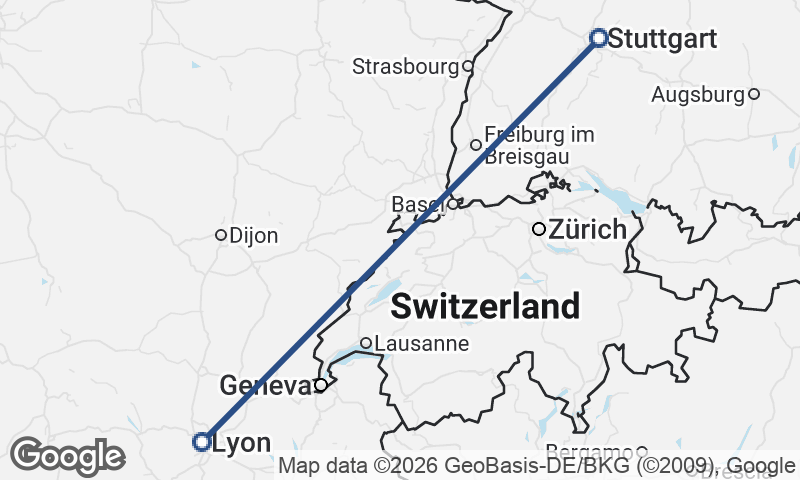 Stuttgart to Lyon