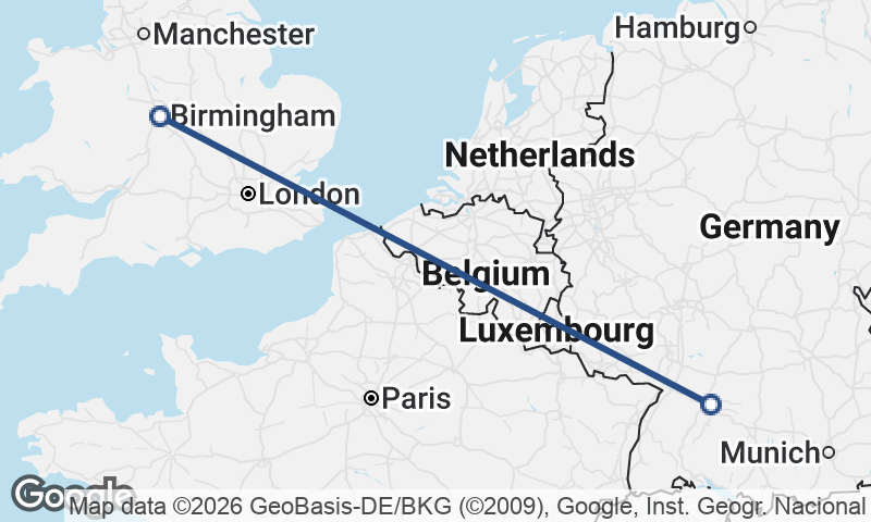 Stuttgart to Birmingham