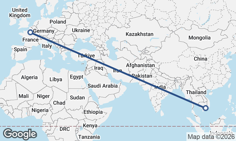 Paris to Ho Chi Minh City