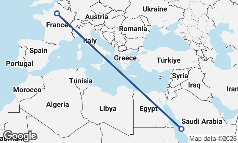 Paris to Jeddah